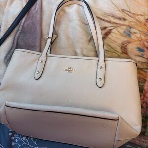 Coach Beige Leather Tote Bag